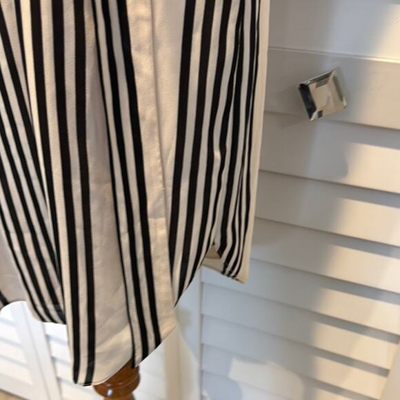 Ann Taylor NWOT Black & Cream lined Stripes Sleeveless Sheath Dress with belt. - Picture 3 of 7